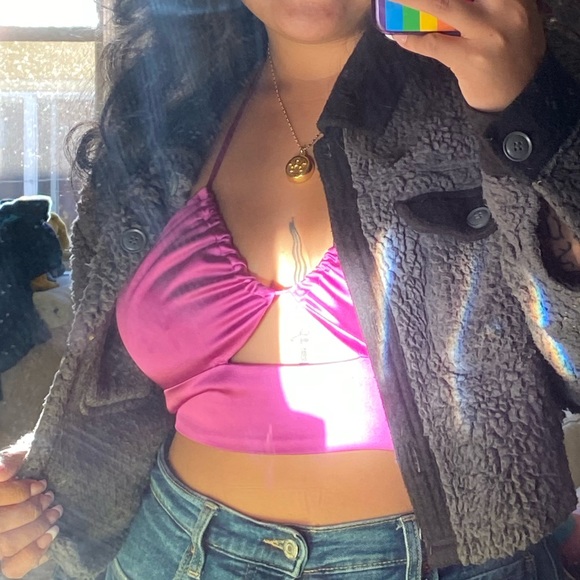 Garage Purple Keyhole Halter Blouse - Picture 3 of 3